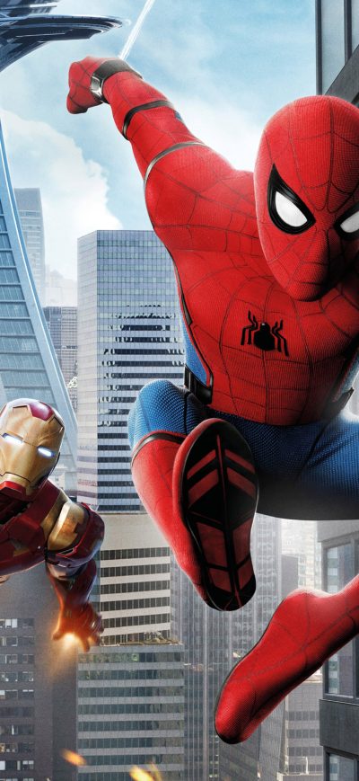 Fond d'écran iPhone Iron Man Spiderman Homecoming 4k
