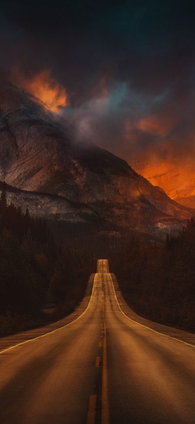 Fond d'écran iPhone Mountain Nature Night Road 4k