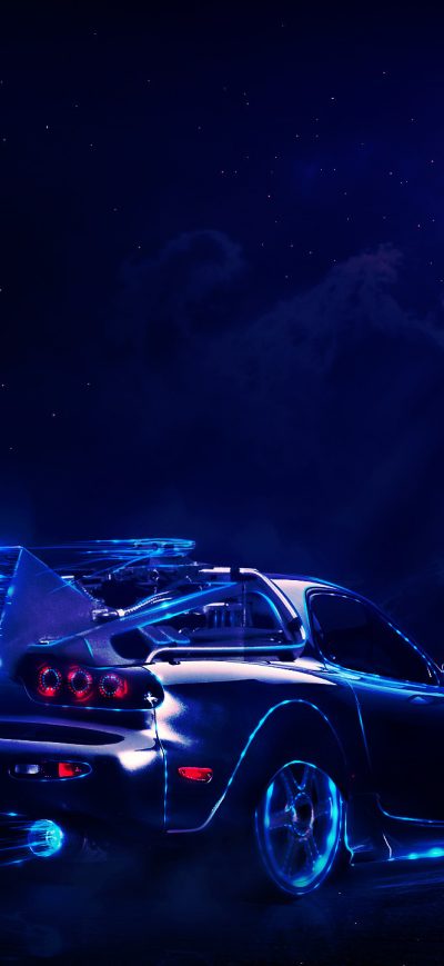 Fond d'écran iPhone Madza Rx7 Neon Wolf Night Artwork