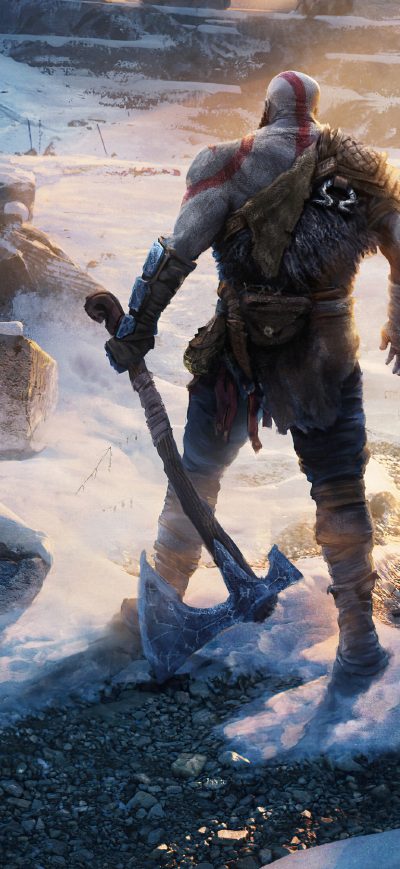 Fond d'écran iPhone Kratos And Atreus God Of War 4 5k
