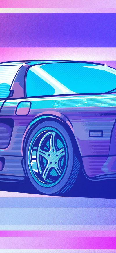 Fond d'écran iPhone Honda Nsx Retrowave Art 4k