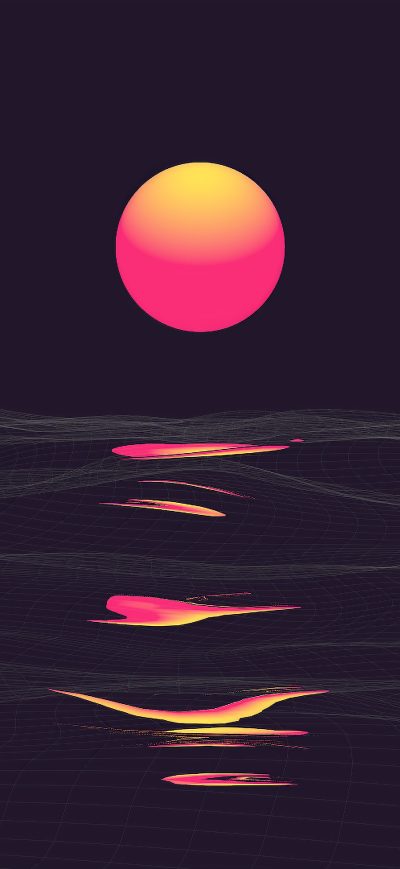Fond d'écran iPhone Retrowave Sunrise Reflection Clear Sky 4k