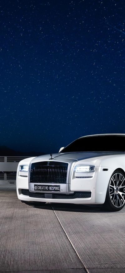 Fond d'écran iPhone White Rolls Royce 2021 5k