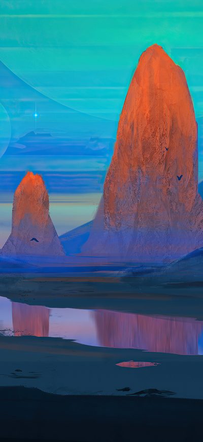 Fond d'écran iPhone Person Looking At River Rocks Scifi Planets 4k