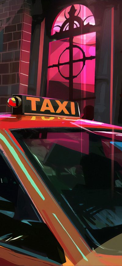 Fond d'écran iPhone Taxi Digital Art 4k