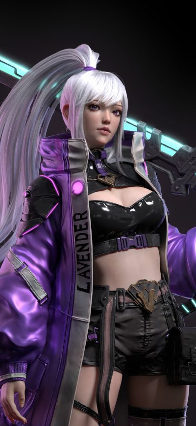 Fond d'écran iPhone Girl With Neon Sword 4k