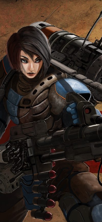 Fond d'écran iPhone Futuristic Girl Weapon Woman Warrior