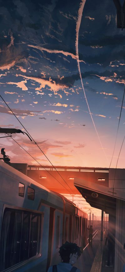 Fond d'écran iPhone Power Lines Train Anime 4k