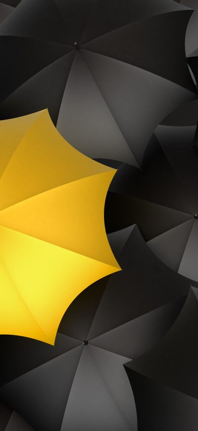 Fond d'écran iPhone Umbrella Monochrome Yellow Digital Art 5k