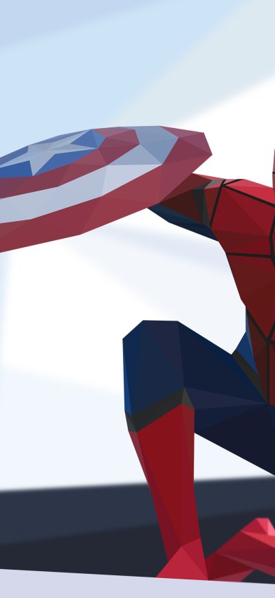 Fond d'écran iPhone Spiderman Civil War Low Poly 4k