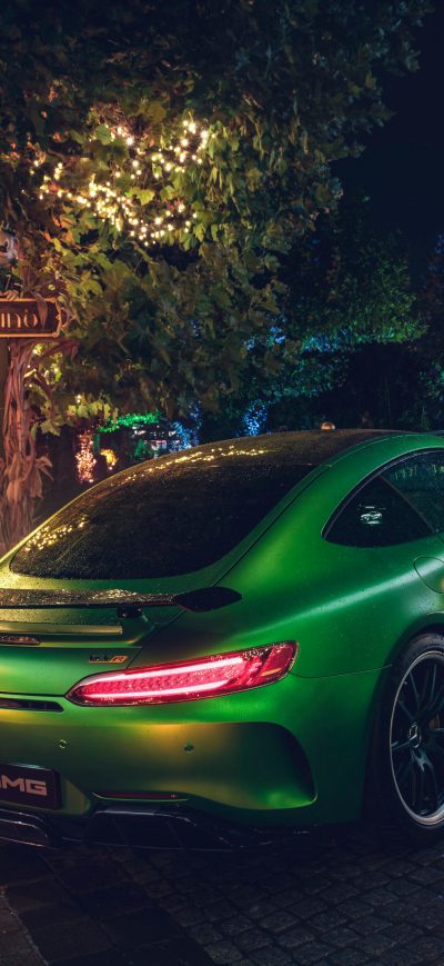 Fond d'écran iPhone Green Mercedes AMG GT R Rear