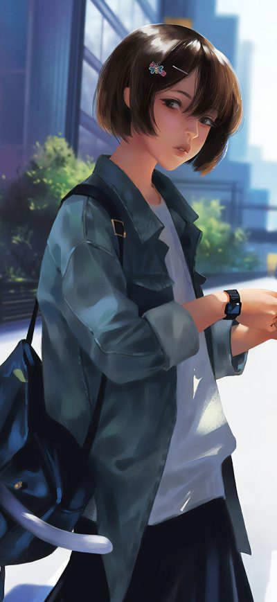 Fond d'écran Crosswalk Girl 4k sur iPhone