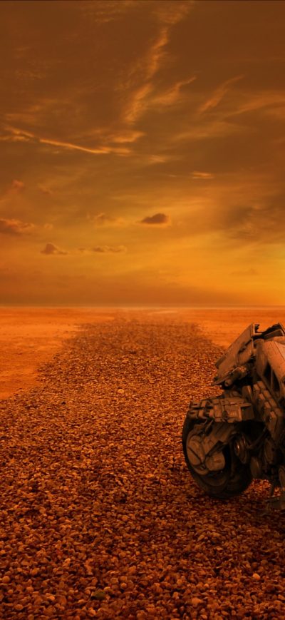 Fond d'écran iPhone Apocalypse Scifi Bike 4k
