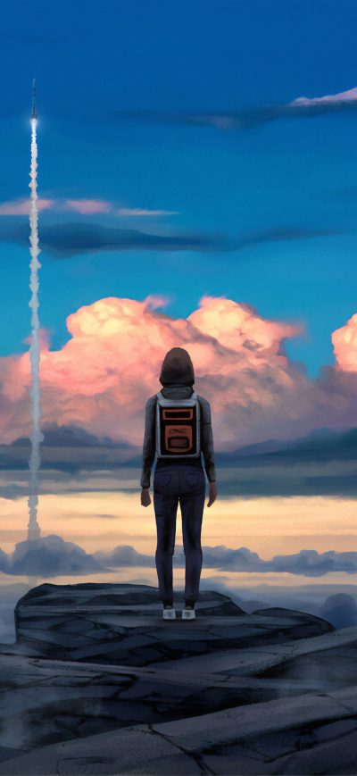Fond d'écran iPhone Girl Seeing Rocket Launches