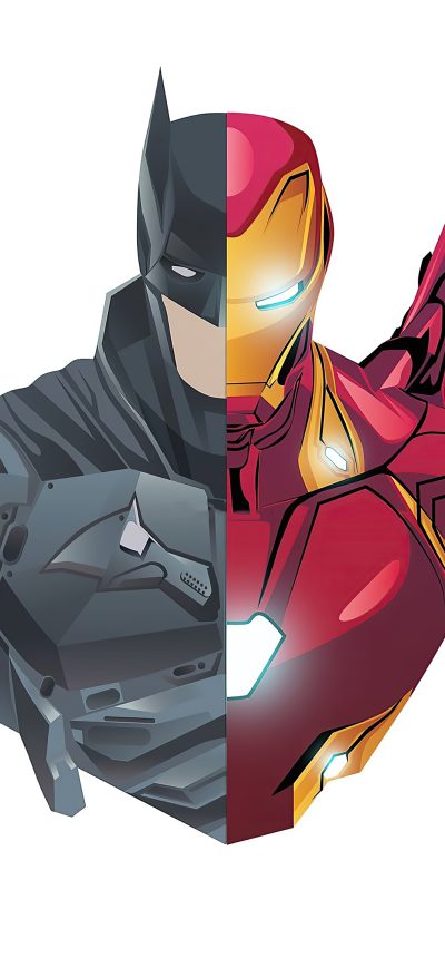 Fond d'écran iPhone Batman And Iron Man 4k Minimalism