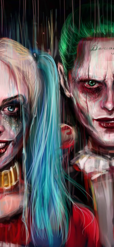 Fond d'écran iPhone Harley Quinn Joker Painting Artwork 4k 5k