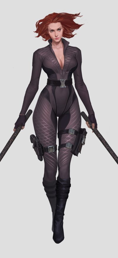 Fond d'écran iPhone Black Widow Walking 4k