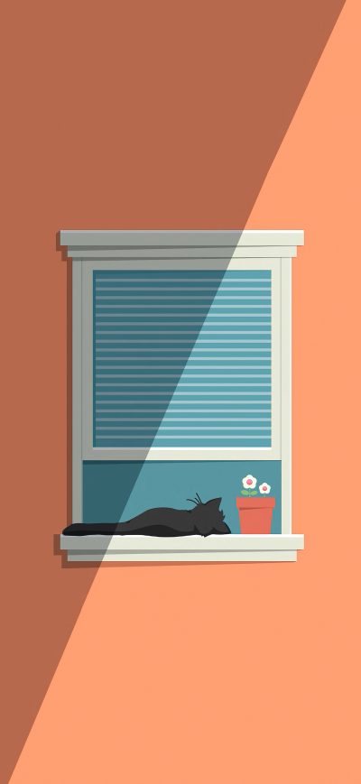 Fond d'écran iPhone Cat Window Minimal 5k