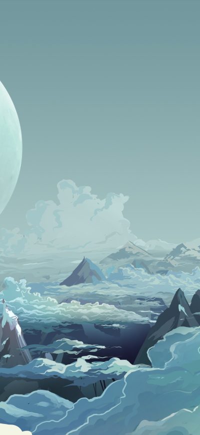 Fond d'écran iPhone Artwork Illustration Mountains Sky Digital Art