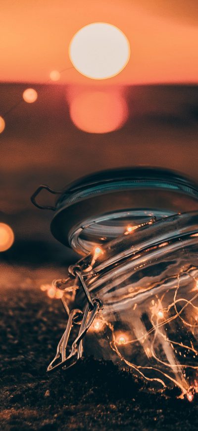 Fond d'écran iPhone Jar Bokeh Effect Lights 4k
