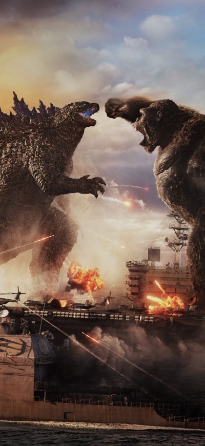 Fond d'écran iPhone Godzilla Vs Kong Fight 8k