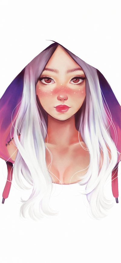 Fond d'écran iPhone Girl Face Portrait Minimalist White 4k