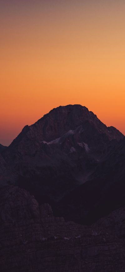 Fond d'écran iPhone Orange Sky Landscape Sunset Mountains 8k