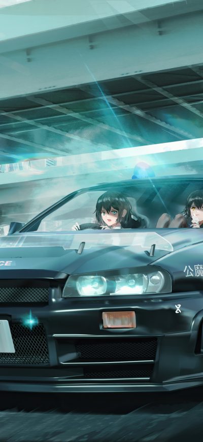 Fond d'écran iPhone Nissan Gtr R34 Anime Girl 5k