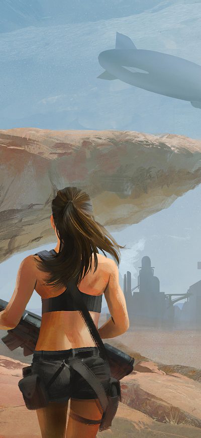Fond d'écran iPhone Alone Warrior Girl With Gun