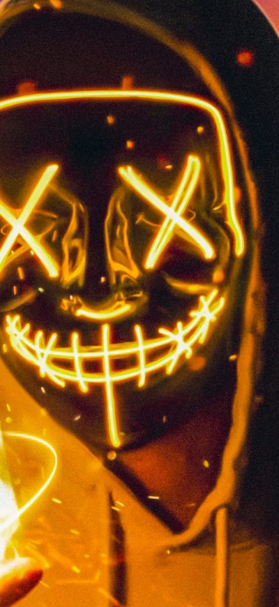 Fond d'écran iPhone Neon Mask Guy With Light Cube