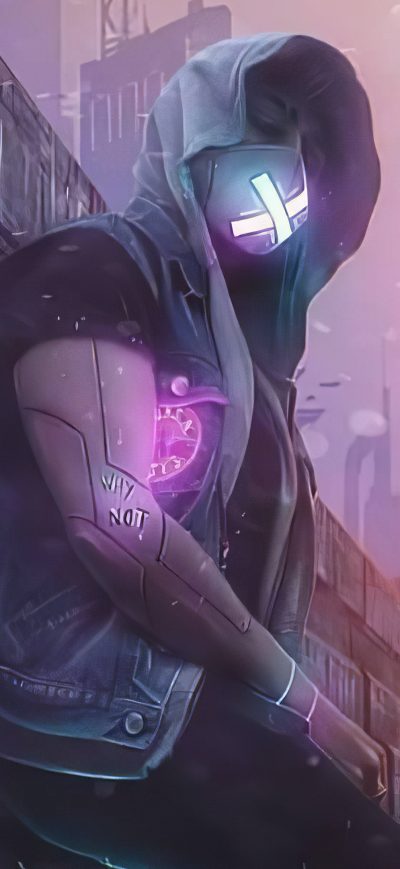Fond d'écran iPhone Cyberpunk Mask Boy 4k