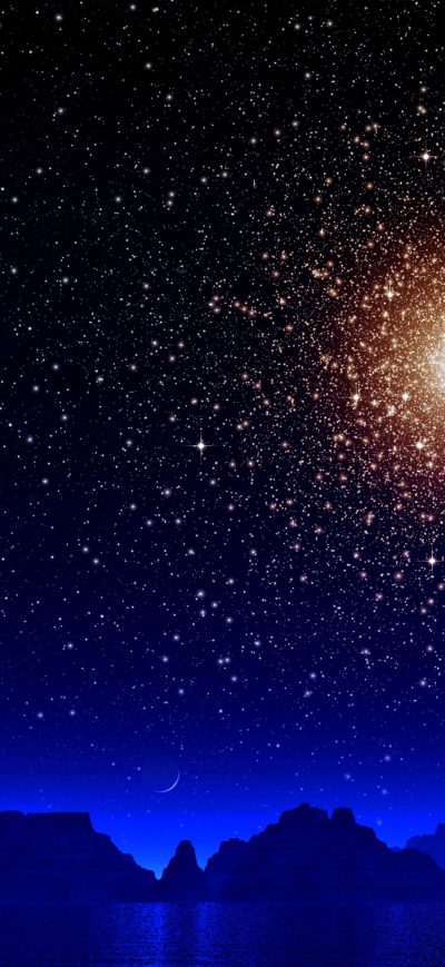 Fond d'écran iPhone Blue Night Moon Stars Earth 4k