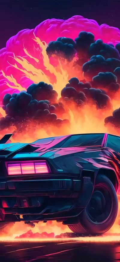 Fond d'écran iPhone Delorean Retrowave Car Xplosion
