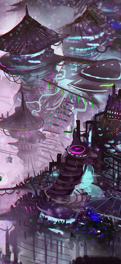 Fond d'écran iPhone Cityscape Illustration Digital Art 4k