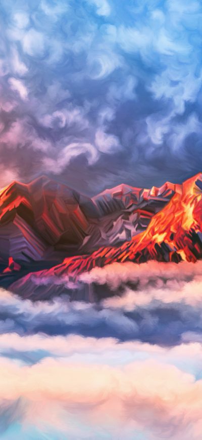 Fond d'écran iPhone Illustration Artwork Sky Mountains Clouds 4k