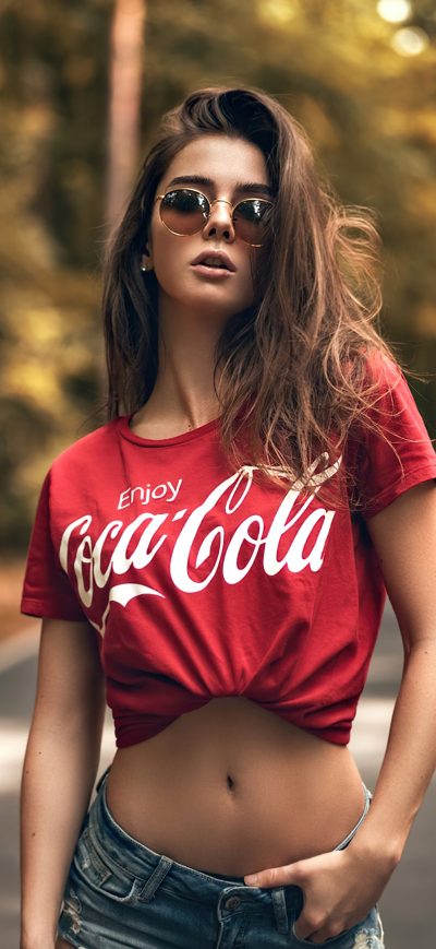 Fond d'écran iPhone Girl Sunglasses Coca Cola Dress 4k