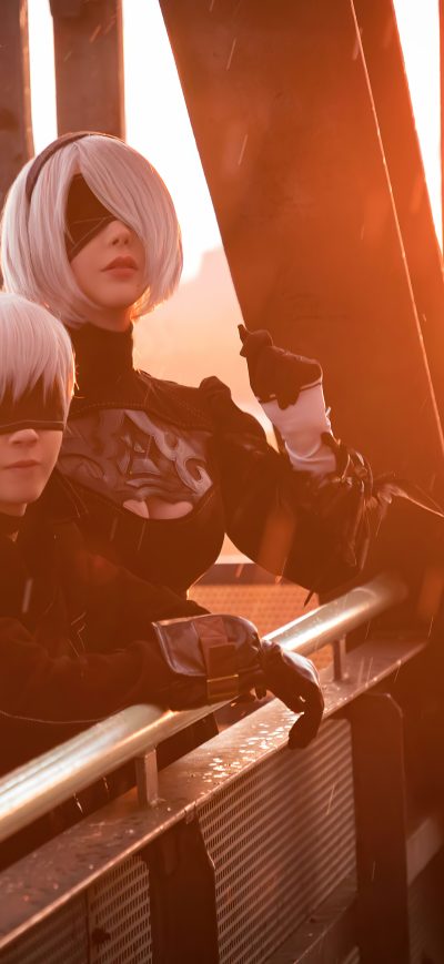 Fond d'écran iPhone 2b 9s Nier Automata Cosplay 5k