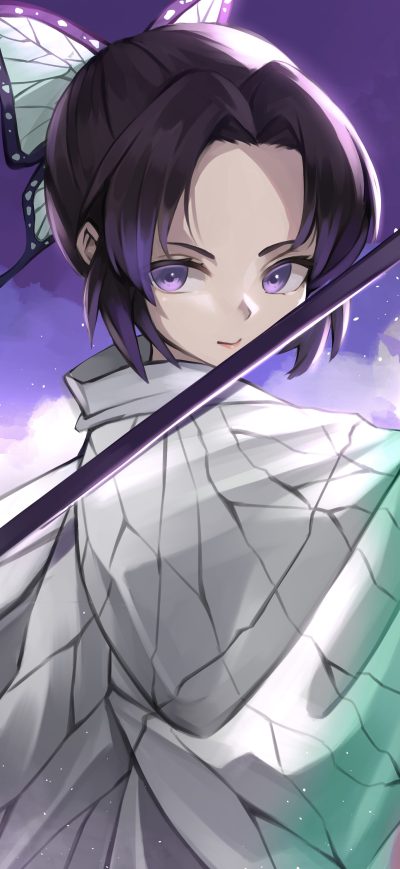Fond d'écran iPhone Demon Slayer Samurai Anime Girl 4k