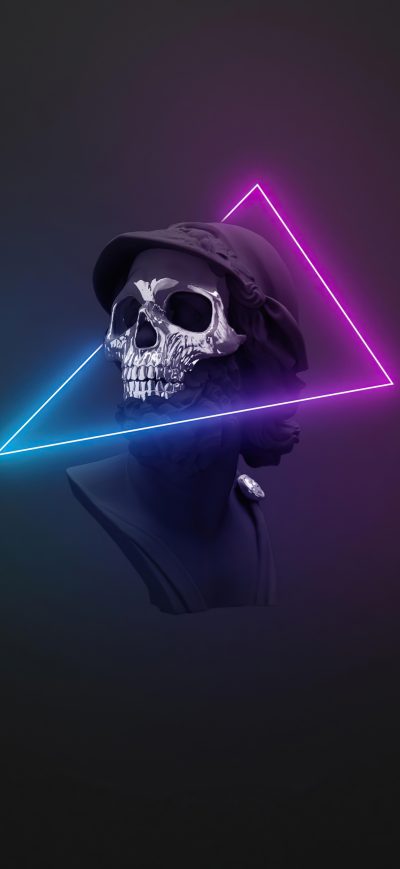 Fond d'écran iPhone Skull Neon Minimal Logo 5k