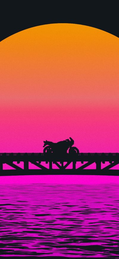 Fond d'écran iPhone Bike On Bridge Retrowave