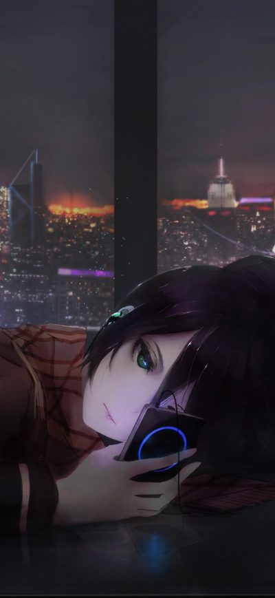Fond d'écran Anime Girl Listening Music On Ipod sur iPhone