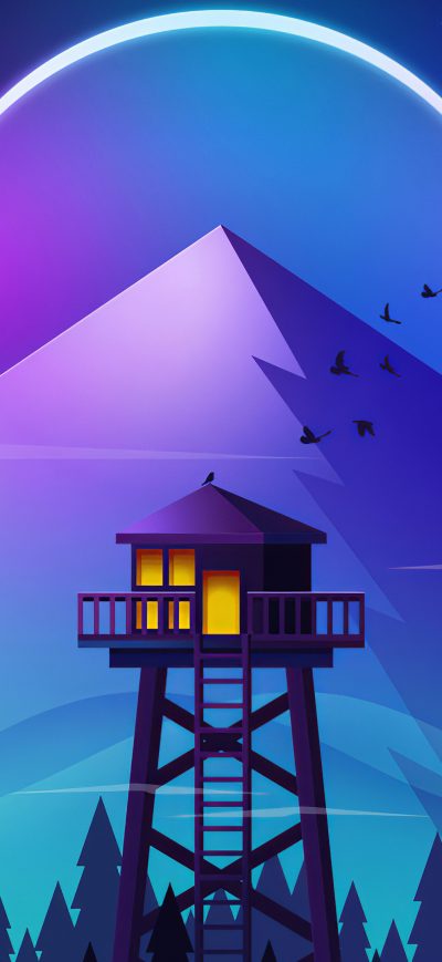Fond d'écran iPhone Firewatch Tower Minimalism 4k