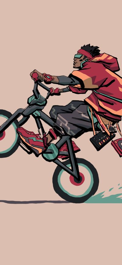 Fond d'écran iPhone Cyclist Wheelie Minimal 4k