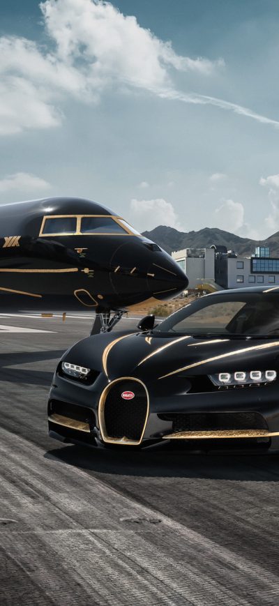 Fond d'écran iPhone Bugatti Chiron And Private Jet