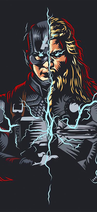 Fond d'écran iPhone Captain America Vs Thor 5k
