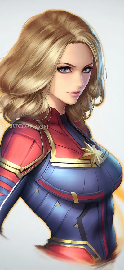 Fond d'écran iPhone Captain Marvel Minimal Art 4k