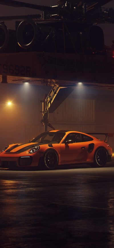 Fond d'écran iPhone Porsche GT2RS With Helicopter