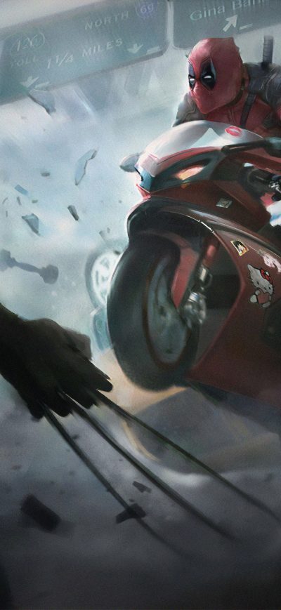 Fond d'écran iPhone Deadpool On Super Bike