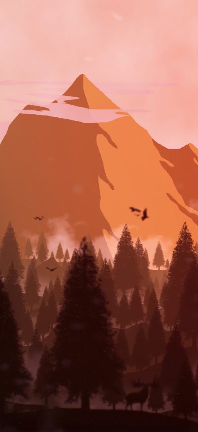 Fond d'écran iPhone Forest Mountain Minimal 4k