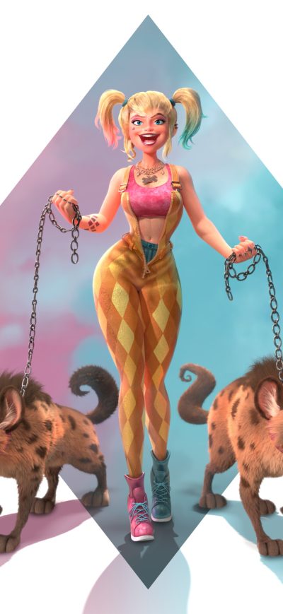 Fond d'écran Harley Quinn With Hyenas sur iPhone